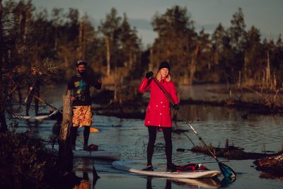 SUP dēļu saullēkta brauciens. Ķemeru nacionālais parks, 2018.